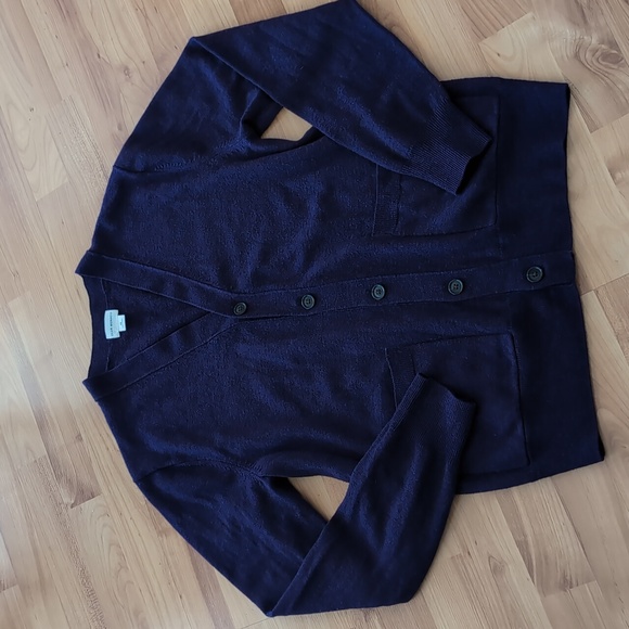 Club Monaco Button Boyfriend Cardigan S Purple Laine Wool - Picture 10 of 11